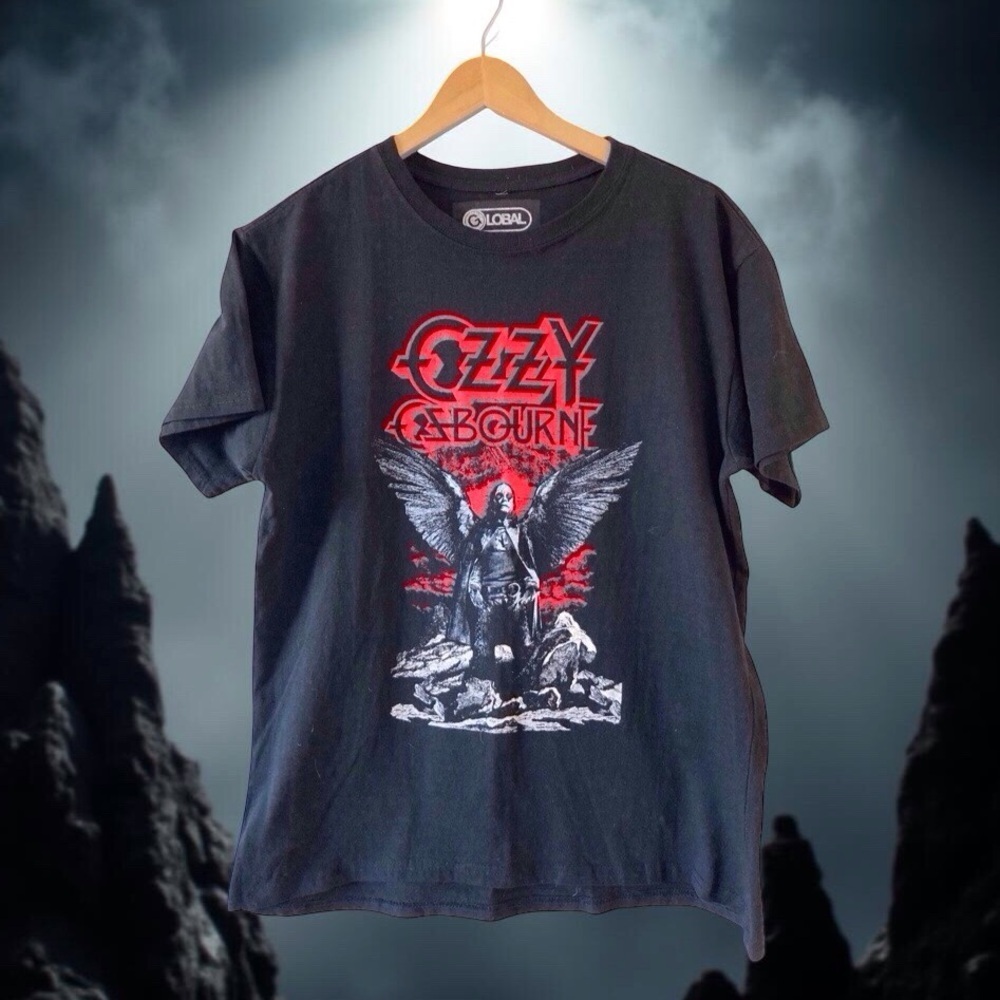 Ozzy Osbourne Graphic Tee | Winged Figure Red Rock Vibes size large black Y2K